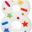 swieczka na tort cyfra 8 konfetti bialy partydeco 10 cm
