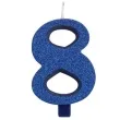 swieczka na tort cyfra 8 niebieska brokatowa givi 9 5 cm