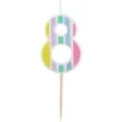 swieczka na tort cyfra 8 pastelowe paski mix folat 5 cm