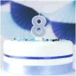 swieczka na tort cyfra 8 srebrna brokatowa partydeco 7 cm