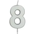 swieczka na tort cyfra 8 srebrna folat 8 cm