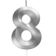 swieczka na tort cyfra 8 srebrna jix 12 cm