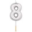 swieczka na tort cyfra 8 srebrny metalik givi 8 cm