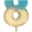 swieczka na tort cyfra 8 zloto niebieska folat 5 cm