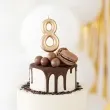 swieczka na tort cyfra 8 zloty partypal 10 cm