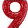 swieczka na tort cyfra 9 brokatowa czerwona amscan
