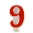 swieczka na tort cyfra 9 czerwona tamipol 7 5 cm