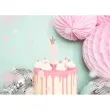 swieczka na tort cyfra 9 w koronie rozowa jasna partydeco 9 5 cm