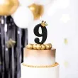 swieczka na tort cyfra 9 zlota korona czarny partypal 8 8 cm