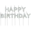 swieczka na tort happy birthday srebrny folat 8 cm