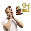 swieczka na tort liczba 21 brokatowa zloty partydeco 8 5 cm