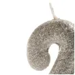 swieczka na tort liczba 25 srebrna dekora 8 cm