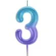 swieczka na tort ombre cyfra 3 fioletowo niebieska arpex 6 cm