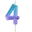 swieczka na tort ombre cyfra 4 fioletowo niebieska arpex 6 cm