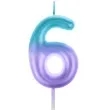 swieczka na tort ombre cyfra 6 fioletowo niebieska arpex 6 cm