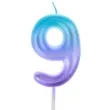 swieczka na tort ombre cyfra 9 fioletowo niebieska arpex 6 cm