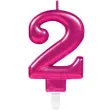 swieczka na tort rozowa cyfra 2 amscan sparkling celebration 9 cm