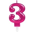 swieczka na tort rozowa cyfra 3 amscan sparkling celebration 9 cm
