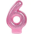 swieczka na tort rozowa cyfra 6 amscan brokat 7 5 cm
