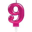 swieczka na tort rozowa cyfra 9 amscan sparkling celebration 9 cm
