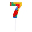 swieczka urodzinowa na tort cyfra 7 klocki dekoracja na urodziny 10 5 cm