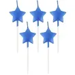 swieczki pikery gwiazdki niebieskie metaliczne godan 5 szt