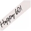 szarfa urodzinowa papierowa dodatek do stroju na 60 urodziny happy 60 kremowa 152 cm