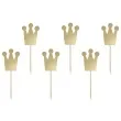 szpilki drewniane korony zloty partydeco 12 cm 6 szt