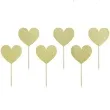 szpilki drewniane serca zloty partydeco 11 cm 6 szt