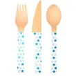 sztucce drewniane little star blue blekitne 24 szt