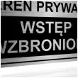 tabliczka informacyjna znak na brame teren prywatny wstep wzbroniony srebrny 20x10 cm