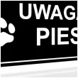 tabliczka informacyjna znak na brame uwaga pies czarny ostrzezenie 20x10 cm