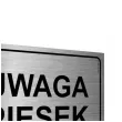 tabliczka informacyjna znak na brame uwaga piesek srebrny ostrzezenie 20x10 cm