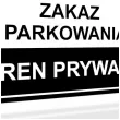 tabliczka informacyjna znak na brame zakaz parkowania teren prywatny czarny 20x10 cm