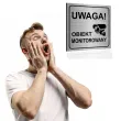 tabliczka informacyjna znak na drzwi uwaga obiekt monitorowany srebrny na brame 10x10 cm