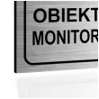 tabliczka informacyjna znak na drzwi uwaga obiekt monitorowany srebrny na brame 10x10 cm