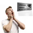 tabliczka informacyjna znak na drzwi uwaga obiekt monitorowany srebrny na brame 20x10 cm