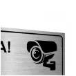 tabliczka informacyjna znak na drzwi uwaga obiekt monitorowany srebrny na brame 20x10 cm