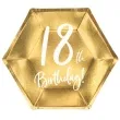 talerzyki 18th birthday zlote partydeco 6 szt