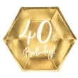 talerzyki 40th birthday zloty partydeco 6 szt