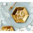talerzyki 40th birthday zloty partydeco 6 szt