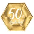 talerzyki 50th birthday zloty patrydeco 6 szt