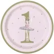 talerzyki papierowe 1 urodziny balerina kolorowe godan 23 cm 8 szt