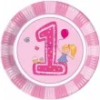 talerzyki papierowe 1 urodziny dziewczynki procos 23 cm 8 szt