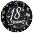 talerzyki papierowe 18th birthday 18 urodziny czarny godan 18 cm 8 szt