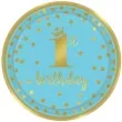 talerzyki papierowe 1st birthday urodziny niebieskie amscan 23 cm 8 szt