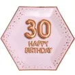 talerzyki papierowe 30 urodziny glitz glamour rozowo zlote neviti 27 cm 8 szt