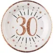 talerzyki papierowe 30 urodziny rozowe zloto bialy santex 22 5 cm 10 szt