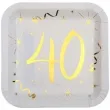 talerzyki papierowe 40 urodziny gold biale santex 23 cm 10 szt