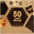 talerzyki papierowe 50 urodziny glitz glamour czarno zlote neviti 27 cm 8 szt